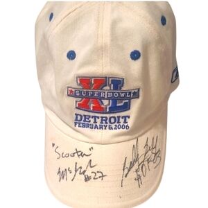 Autographed Super Bowl XL 40 2006 Football Cap Seahawks vs Steelers Collectible